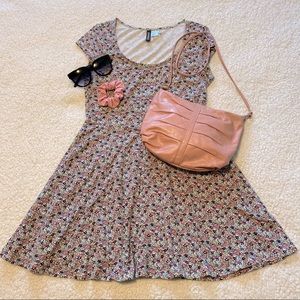 Pink Floral Skater Dress